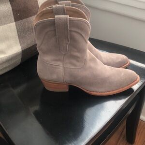 Tecovas Taupe Suede Ankle Booties